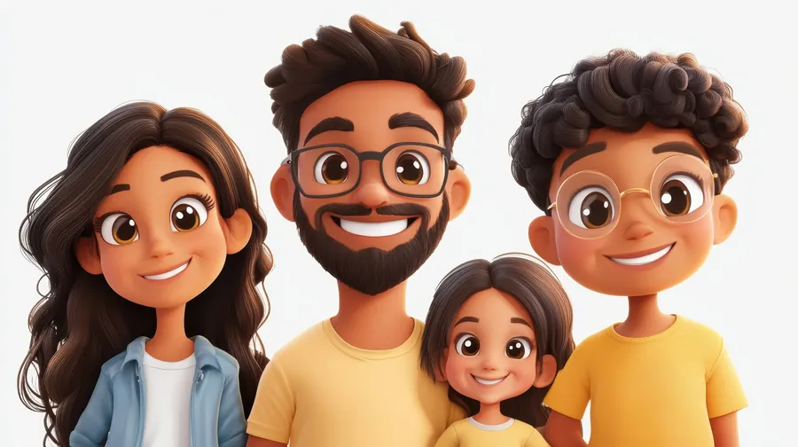3D cartoon family portrait